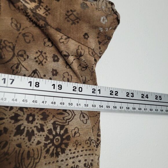 Vintage y2k grunge brown black cap sleeve paisley mixed print top size 14/16 - Picture 5 of 6